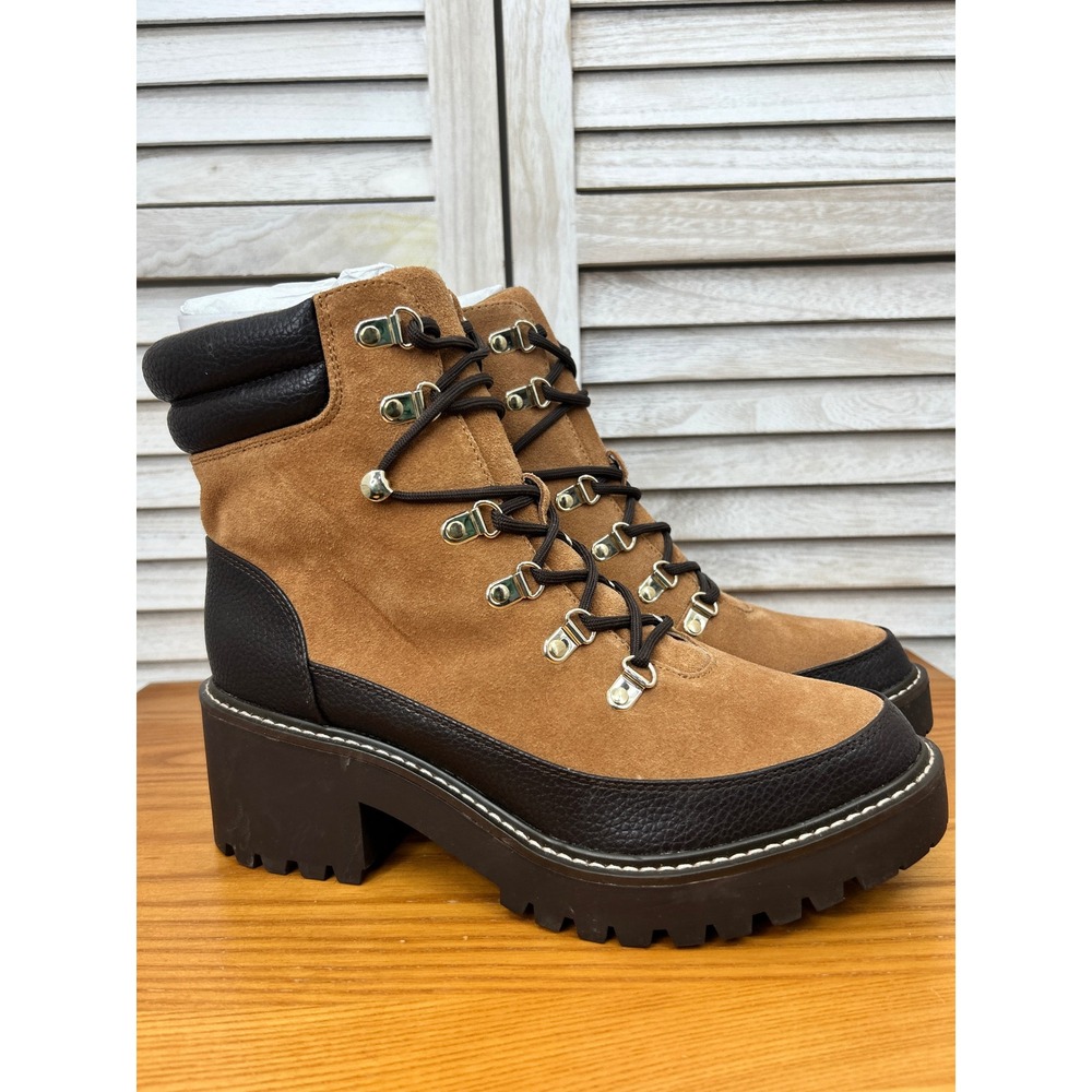 NEW Giani Bernini Combat Boots 10M Brown Womens Chunky Lug Sole Suede Leather